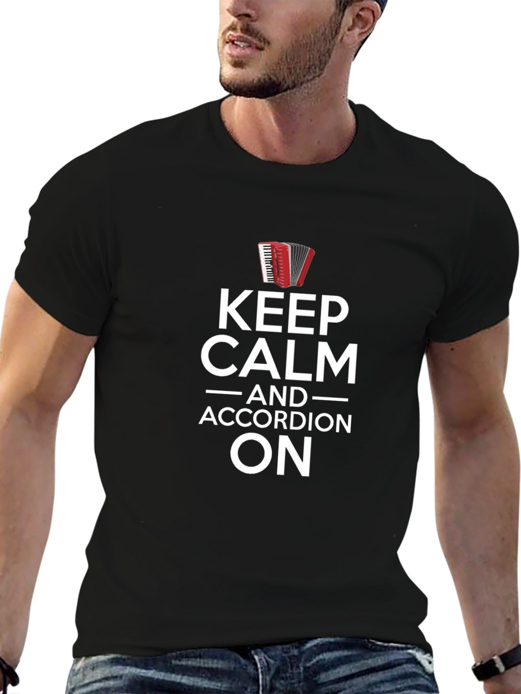 Keep Calm Accordion On Graphic Tee