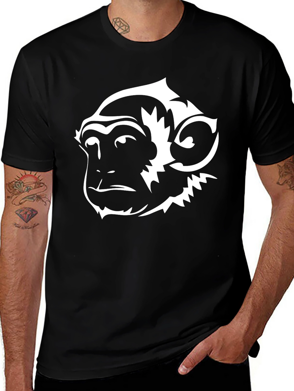 Monkey Graphic Tee - Black Cotton Blend