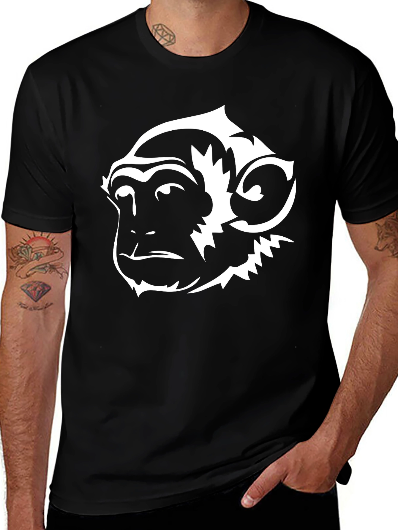 Monkey Graphic Tee - Black Cotton Blend