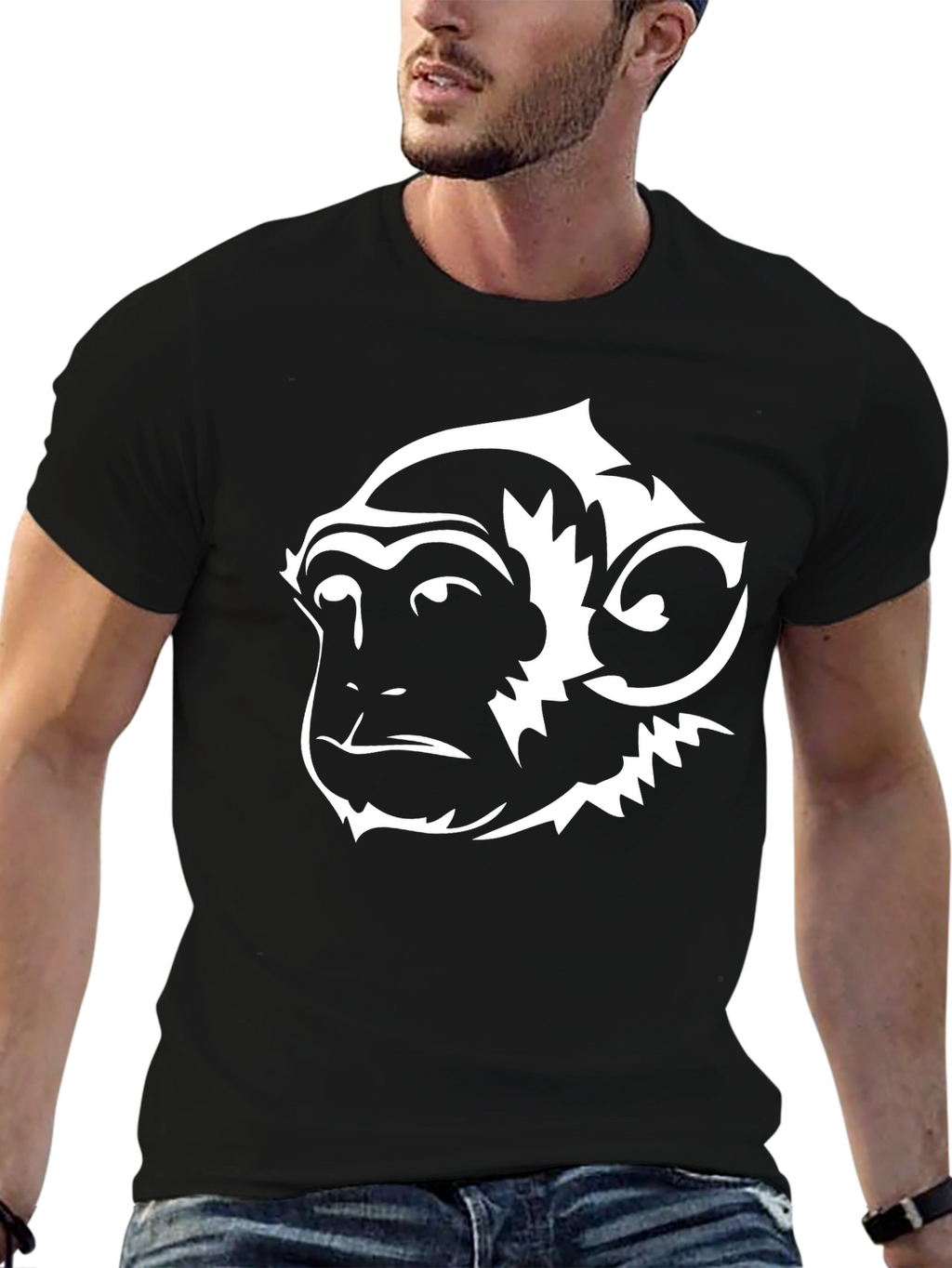 Monkey Graphic Tee - Black Cotton Blend