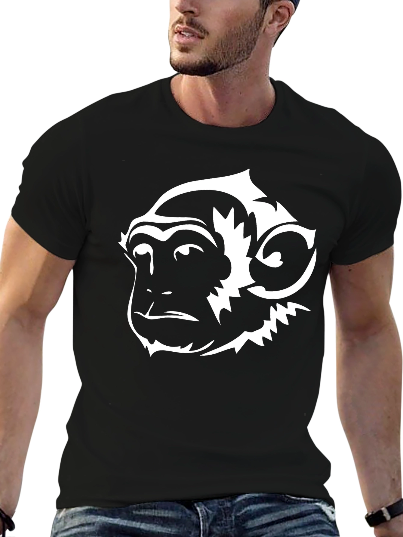 Monkey Graphic Tee - Black Cotton Blend