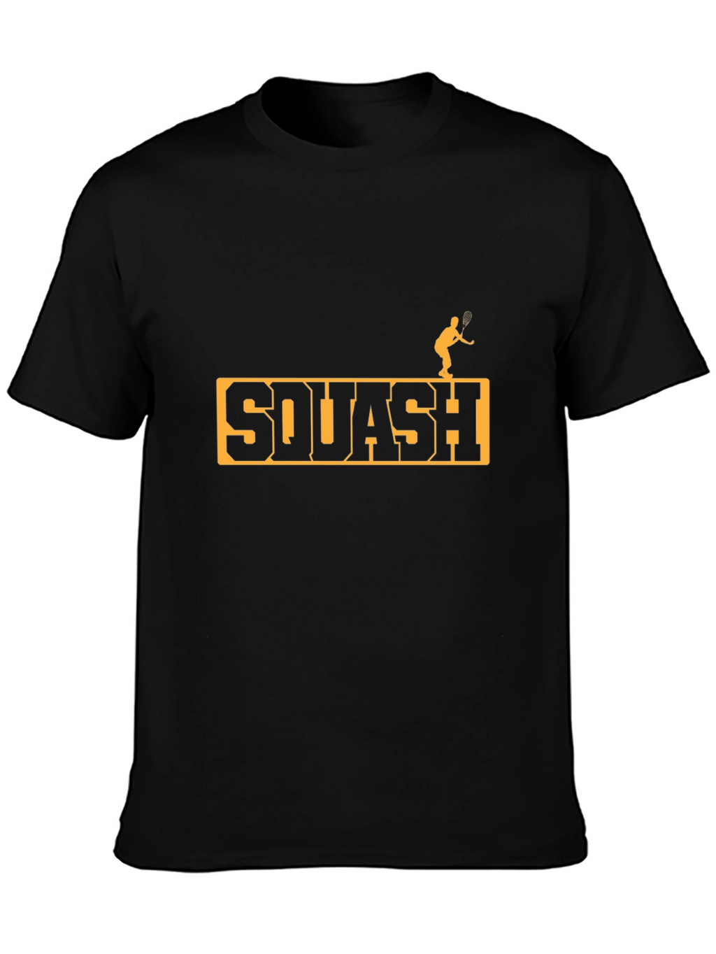 Squash Player Graphic Tee - Black Cotton T-Shirt