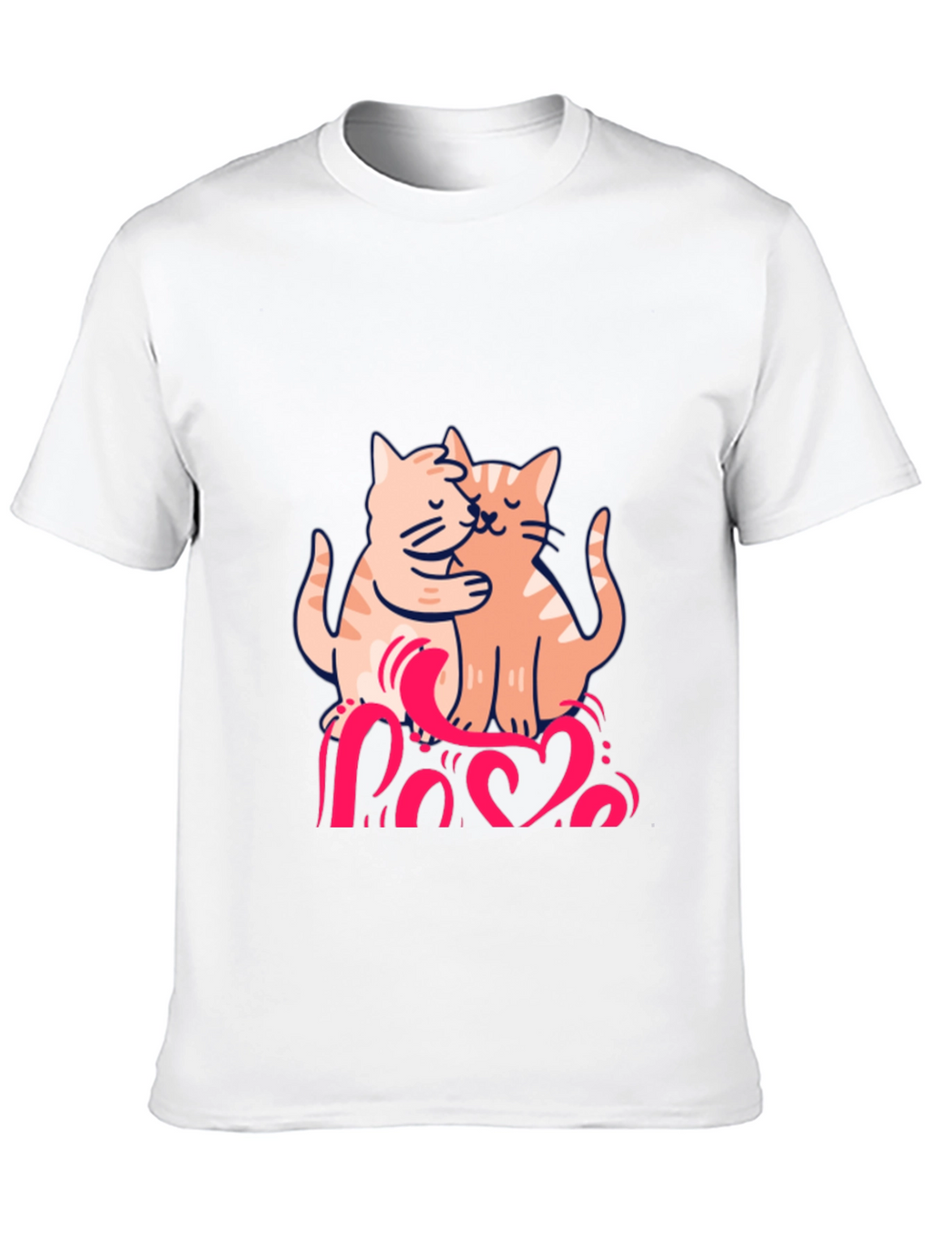Cute Cats Love Graphic Black T-Shirt