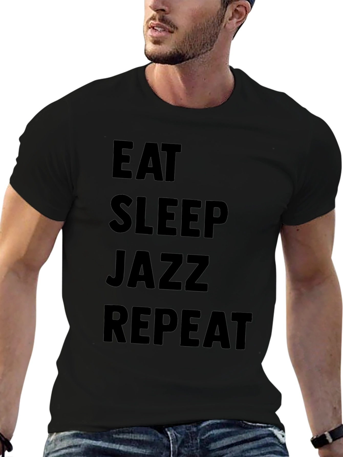 Eat Sleep Jazz Repeat Black Graphic T-Shirt