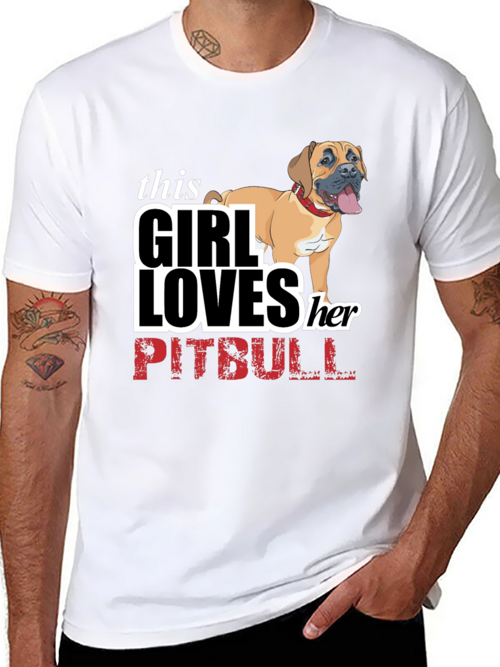 Girl Loves Her Pitbull T-Shirt - Black