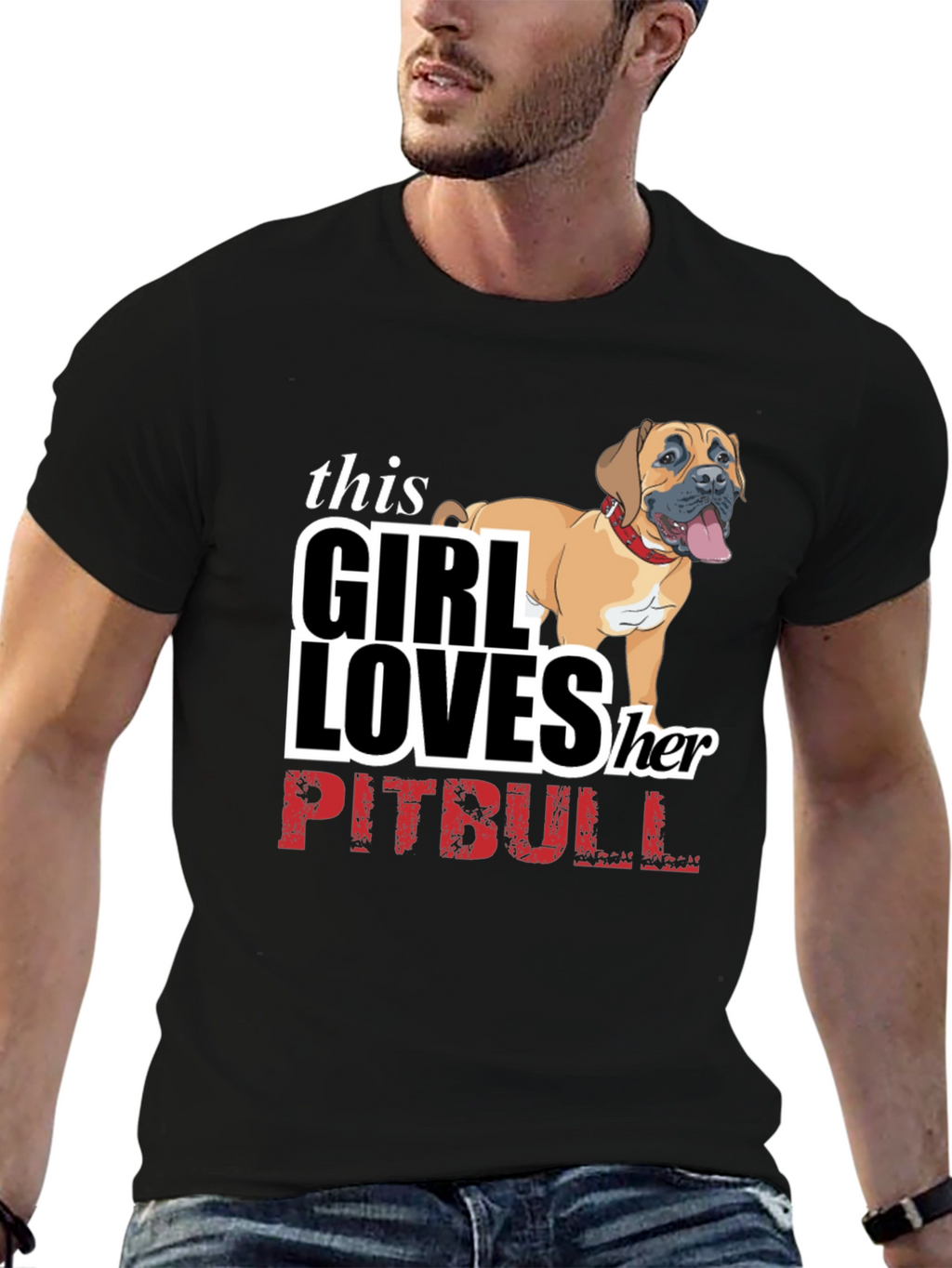 Girl Loves Her Pitbull T-Shirt - Black