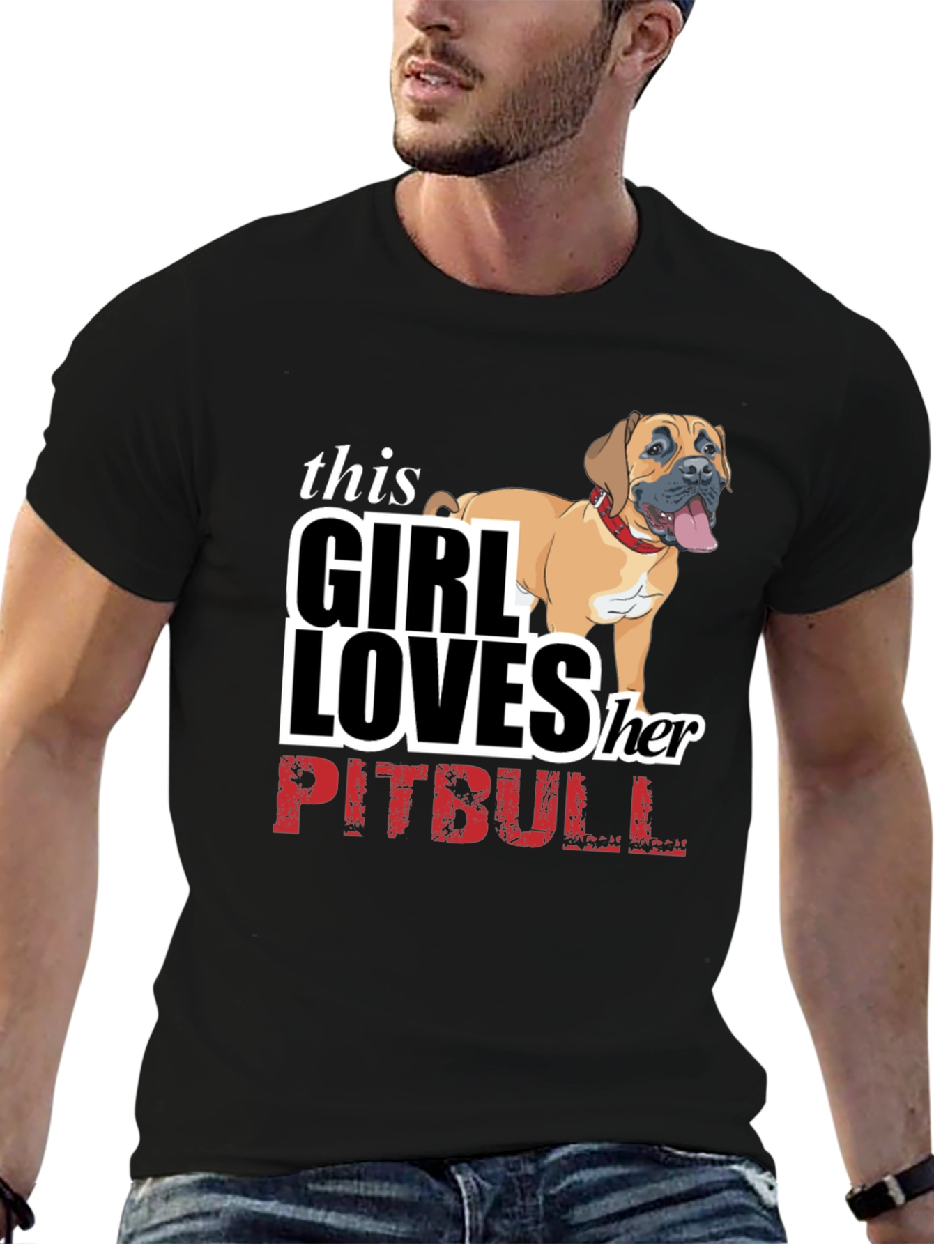 Girl Loves Her Pitbull T-Shirt - Black