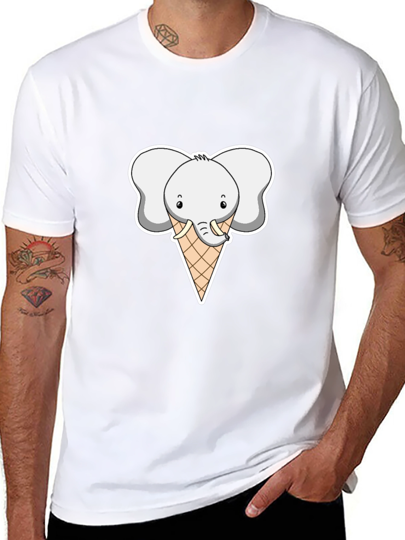 Elephant Ice Cream Cone Graphic T-Shirt
