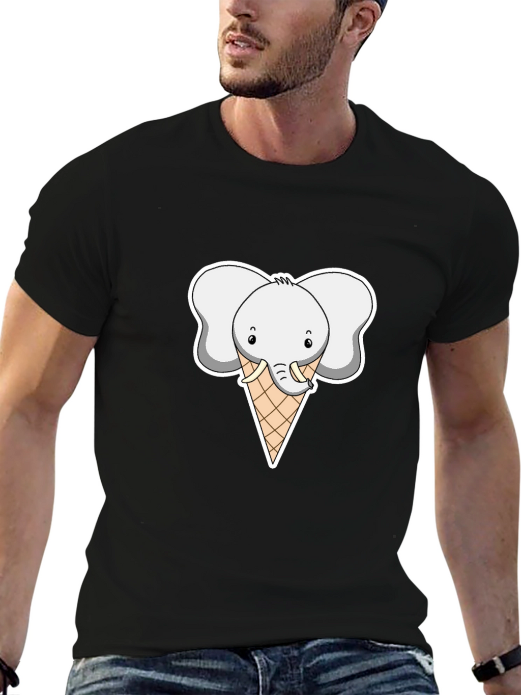 Elephant Ice Cream Cone Graphic T-Shirt