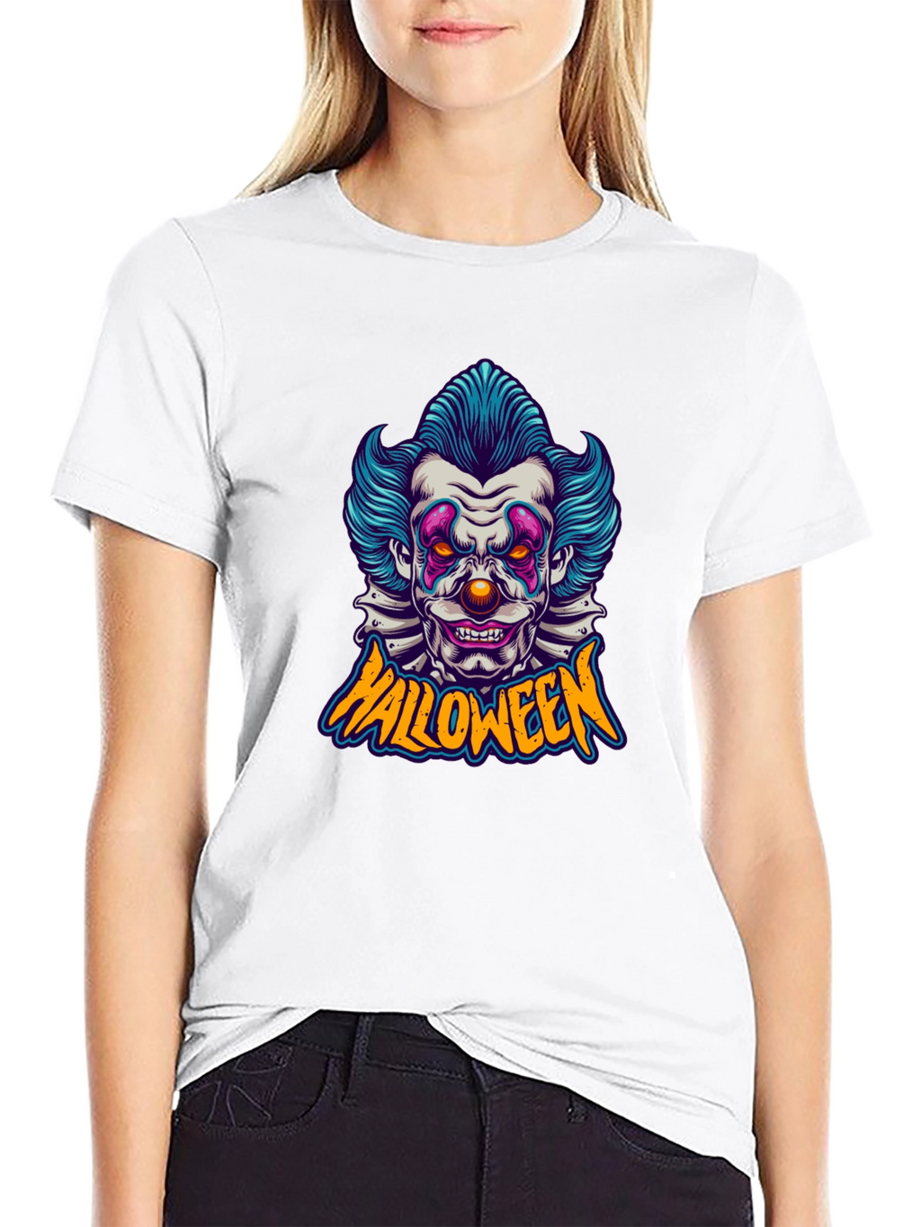Halloween Clown Graphic Tee - Spooky Fun!
