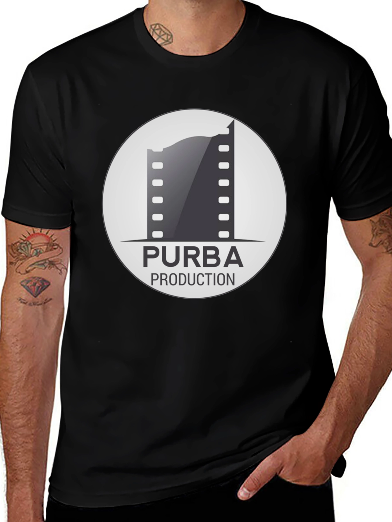 Purba Production Black Graphic Tee - Film Enthusiast Apparel