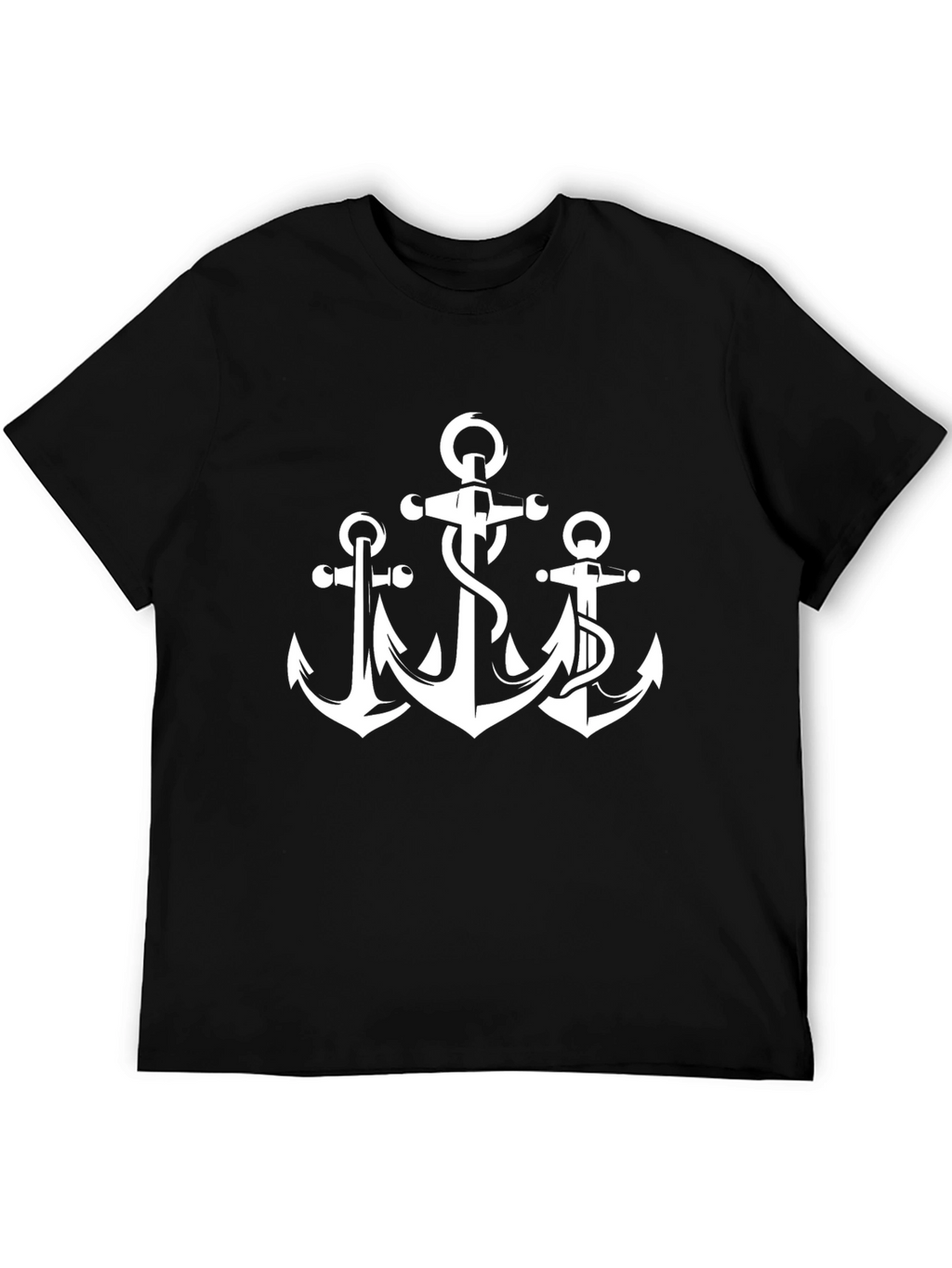 Mens Black T-Shirt with Anchor Graphic