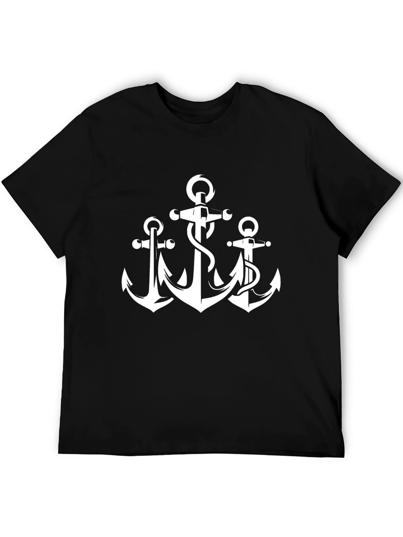 Mens Black T-Shirt with Anchor Graphic