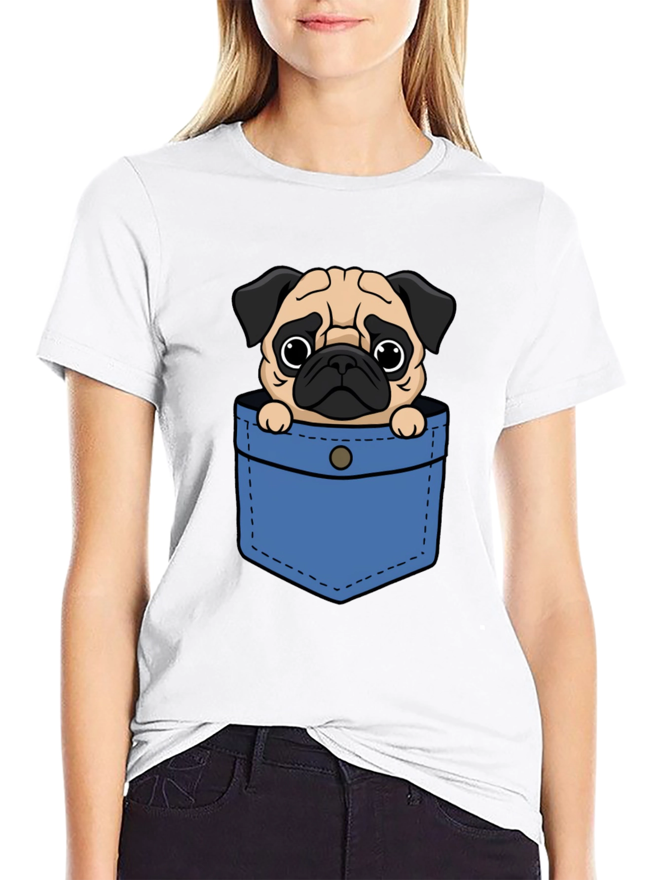 Pug Pocket Graphic Tee - Cute Dog Lover T-Shirt