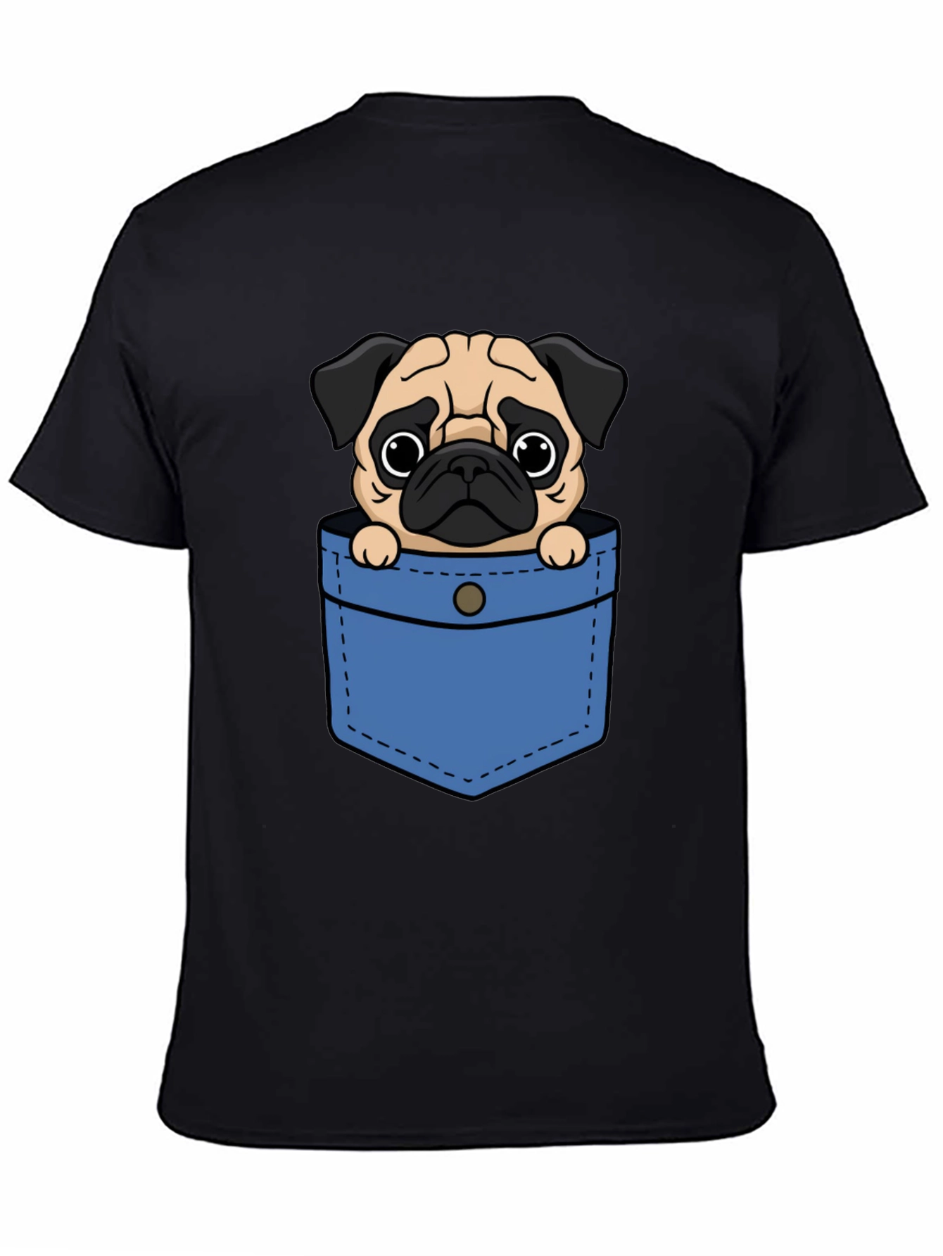 Pug Pocket Graphic Tee - Cute Dog Lover T-Shirt