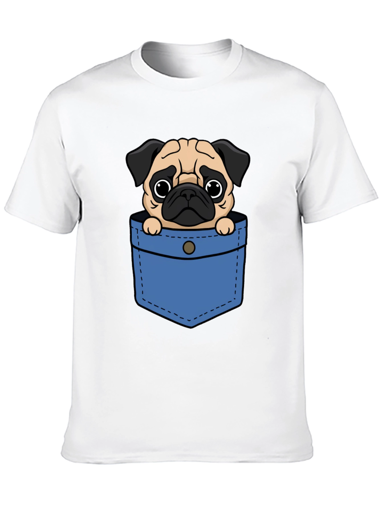 Pug Pocket Graphic Tee - Cute Dog Lover T-Shirt