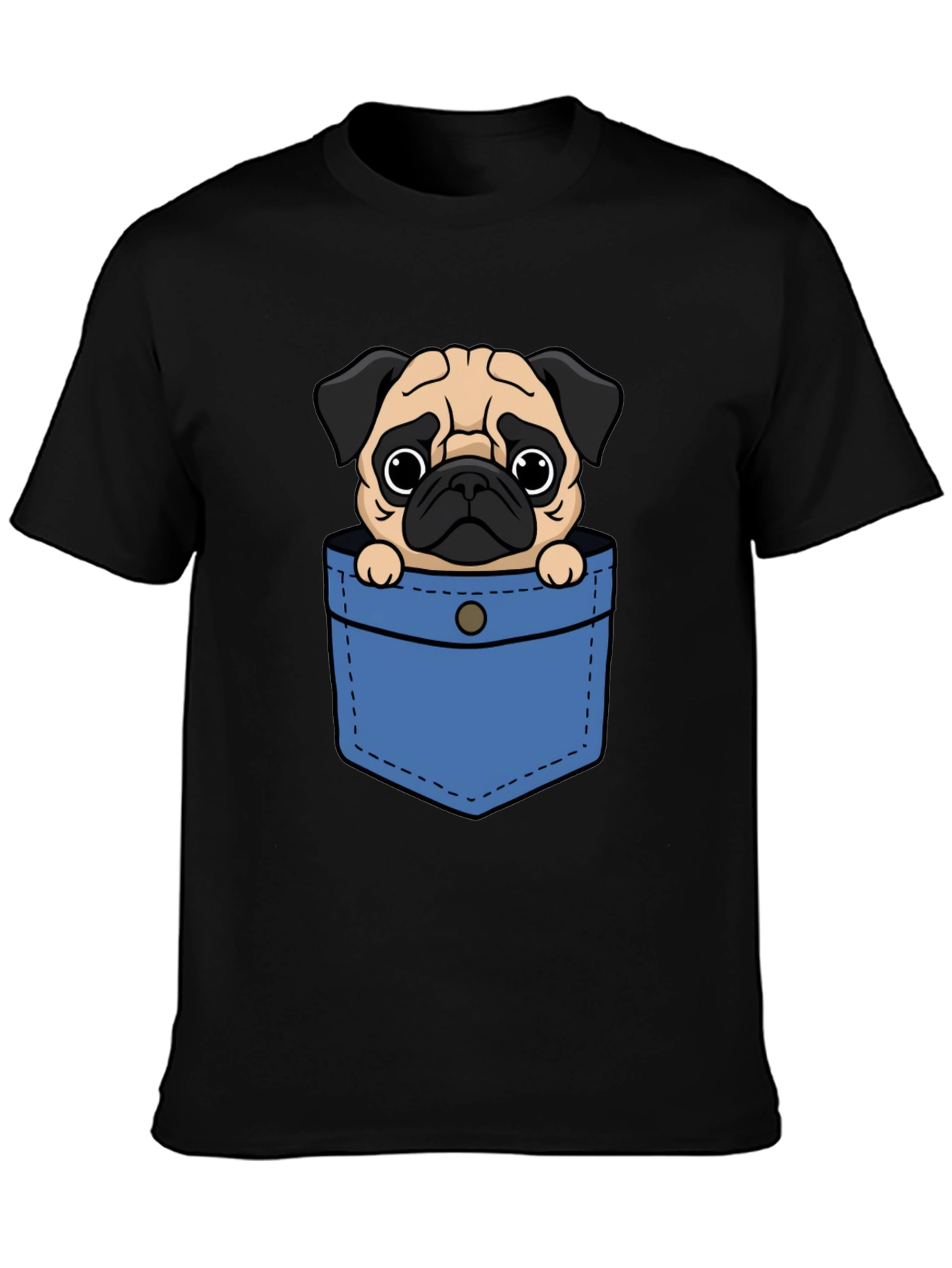 Pug Pocket Graphic Tee - Cute Dog Lover T-Shirt