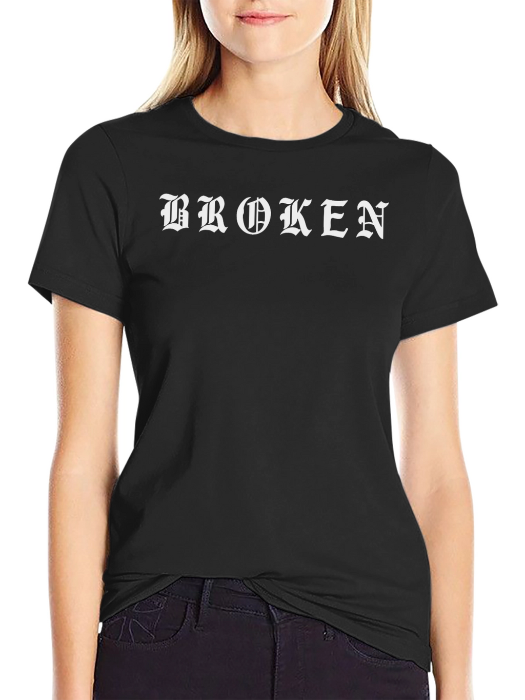 Broken Text Graphic T-Shirt - Black