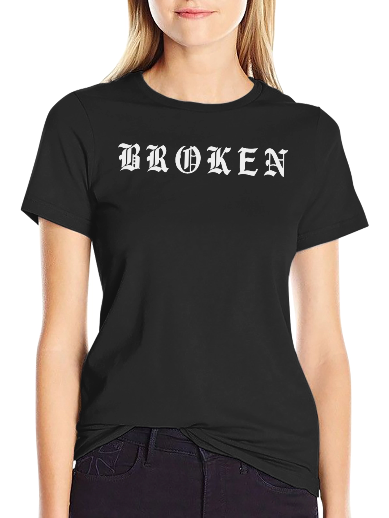Broken Text Graphic T-Shirt - Black