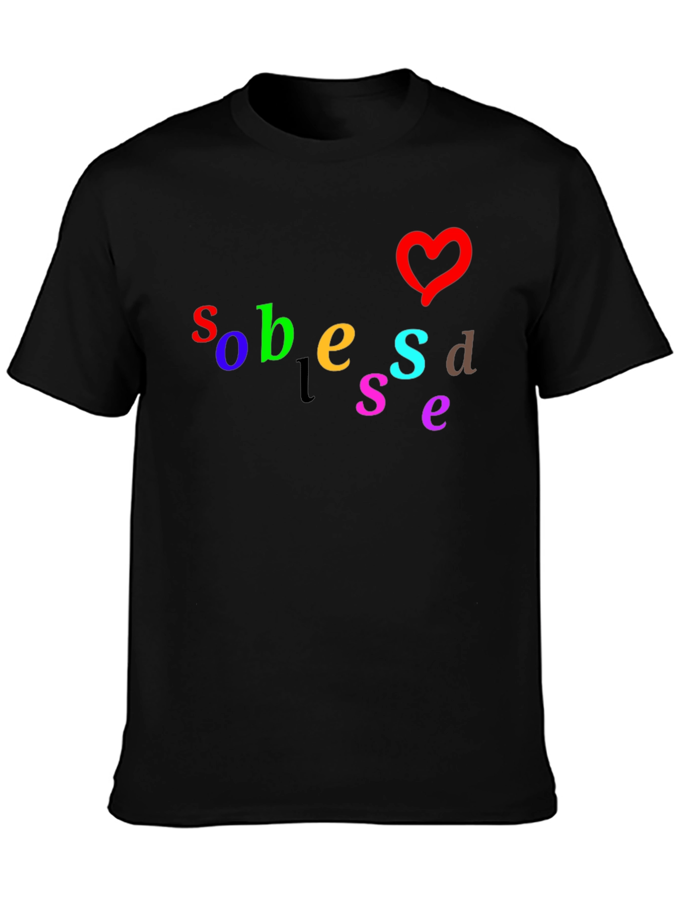 Colorful Graphic T-Shirt with Heart Design