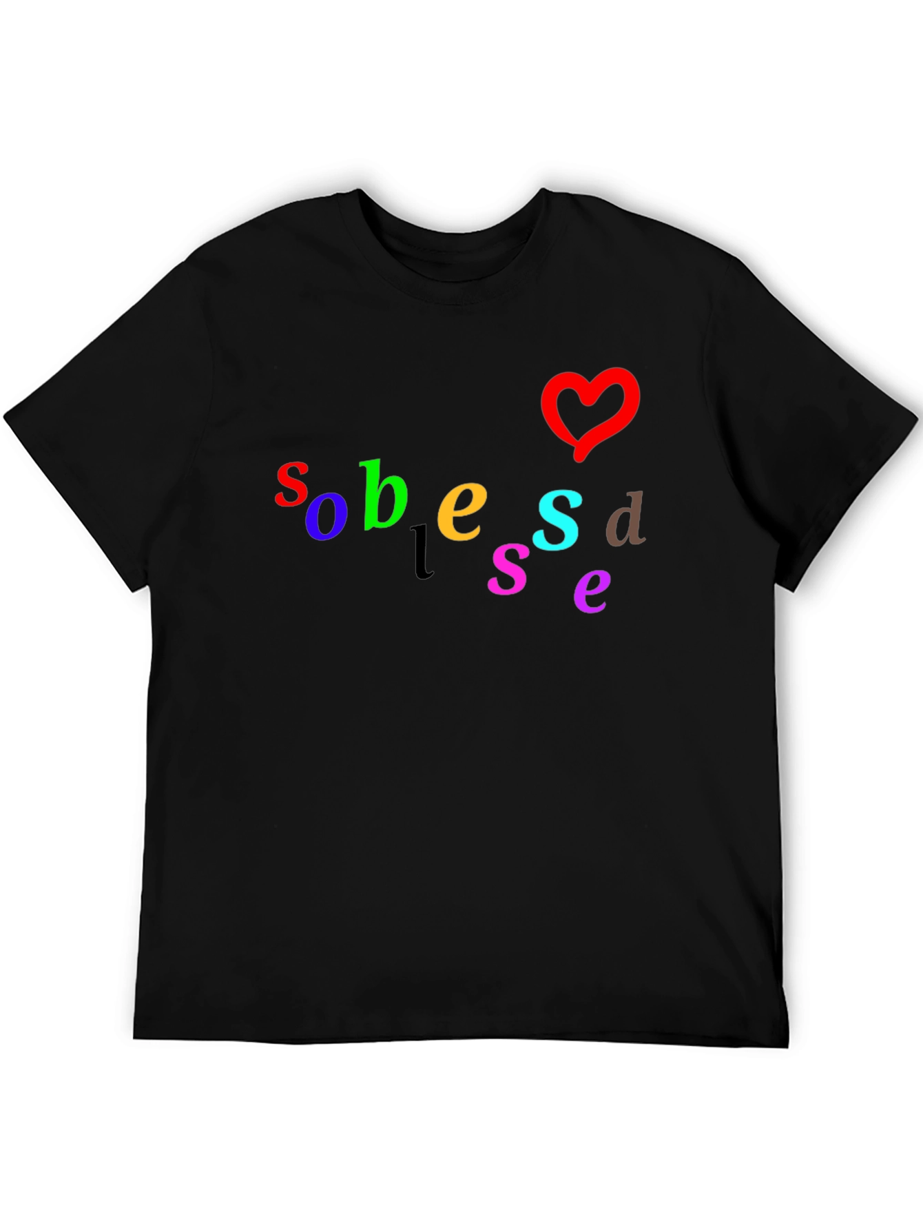Colorful Graphic T-Shirt with Heart Design