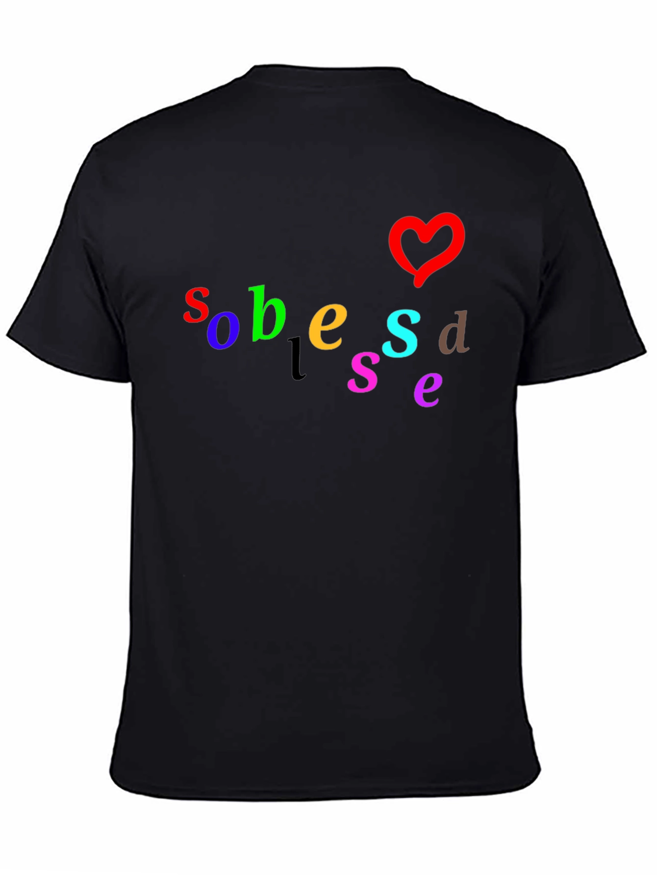 Colorful Graphic T-Shirt with Heart Design