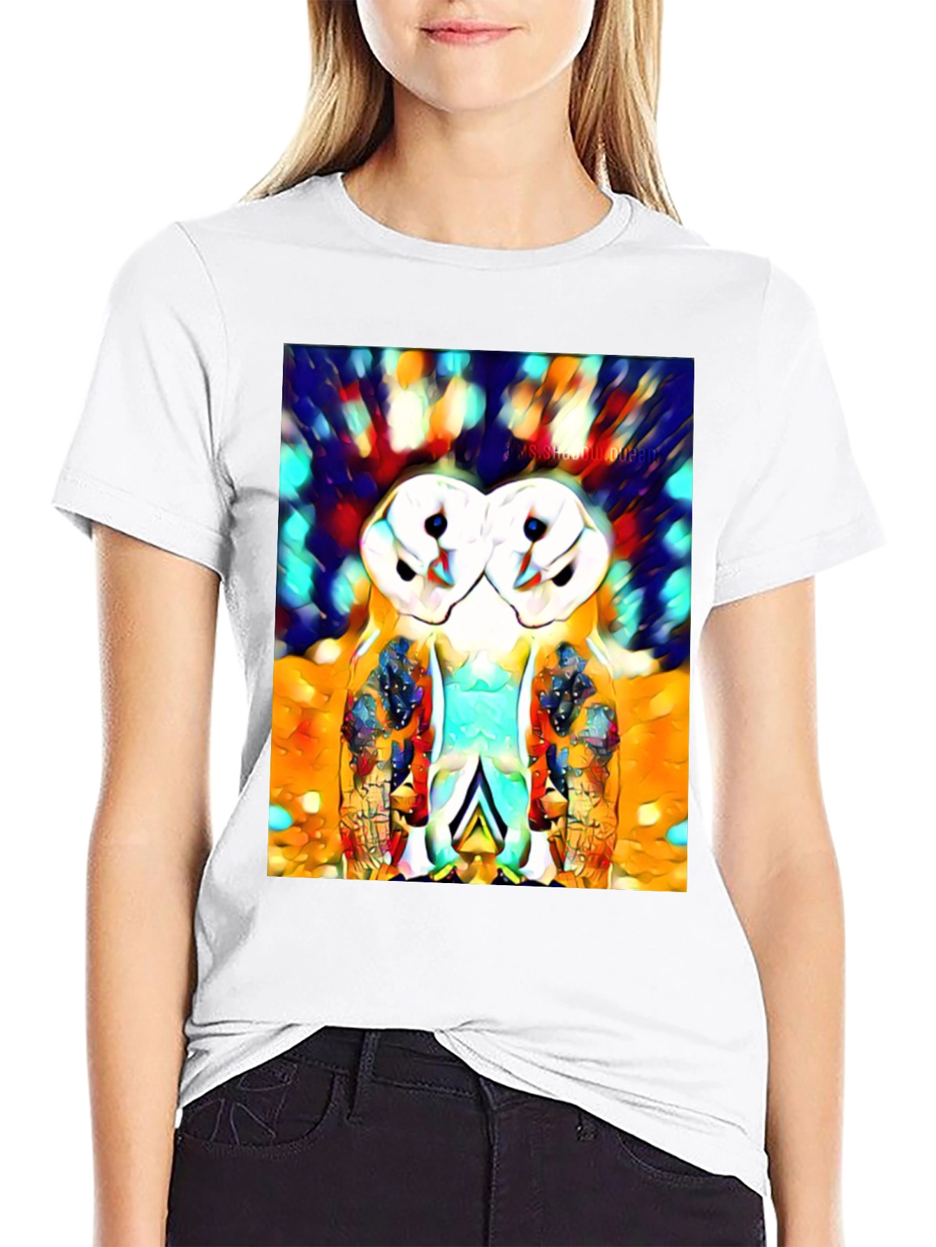 Abstract Owl Print T-Shirt