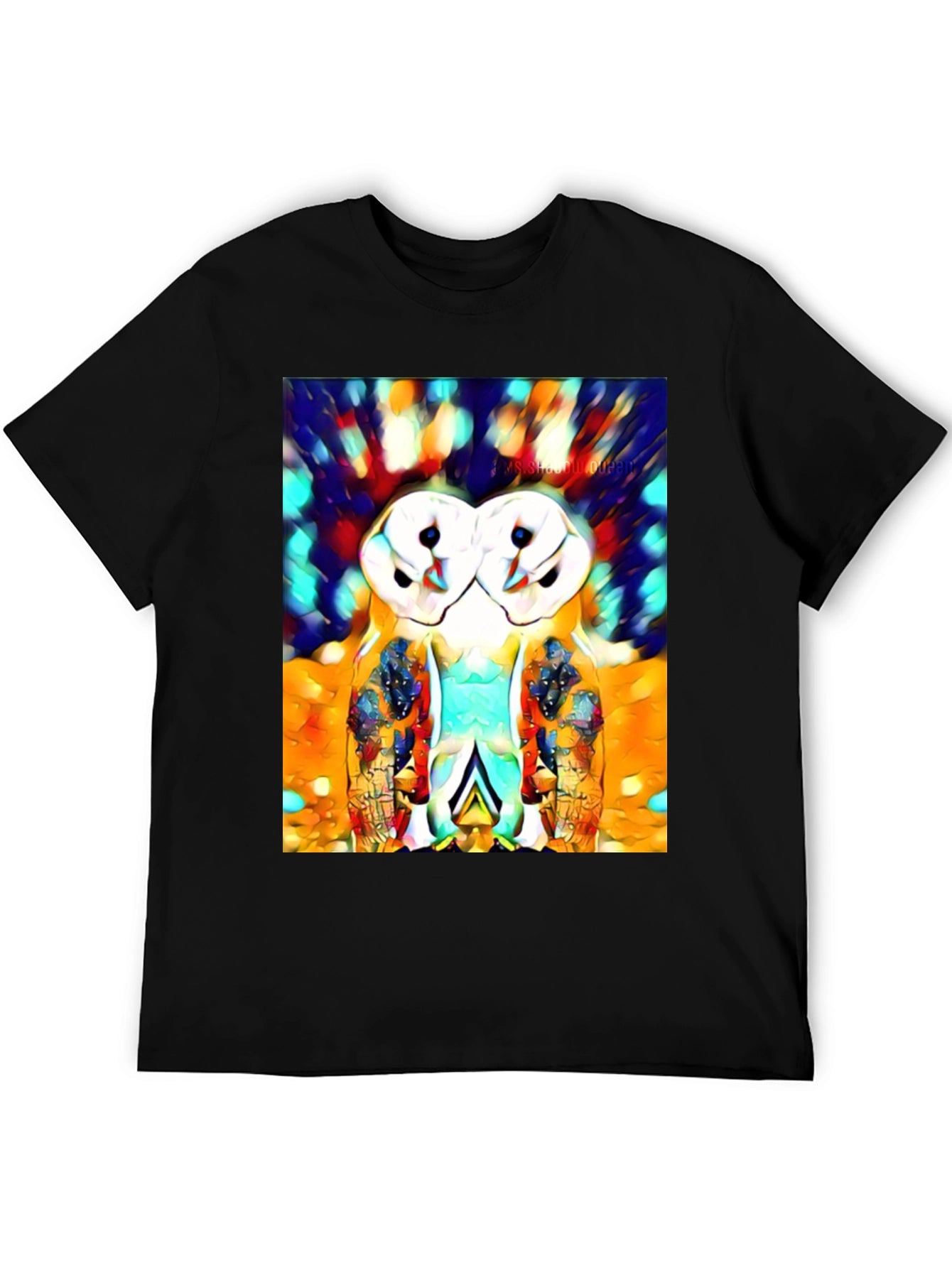 Abstract Owl Print T-Shirt