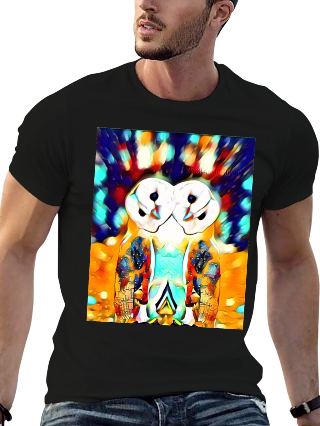 Abstract Owl Print T-Shirt