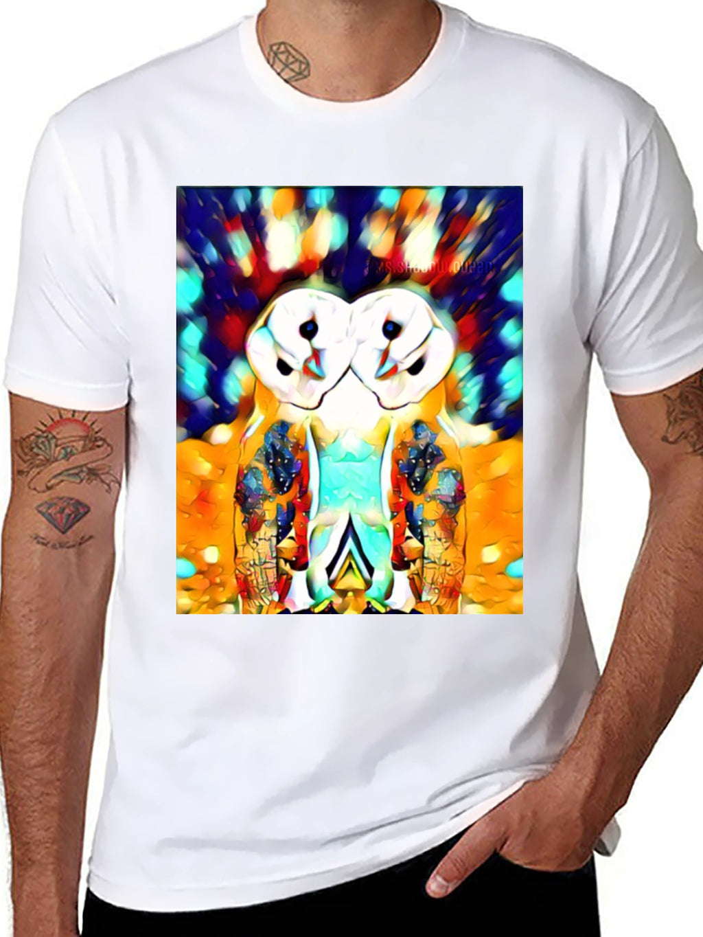 Abstract Owl Print T-Shirt