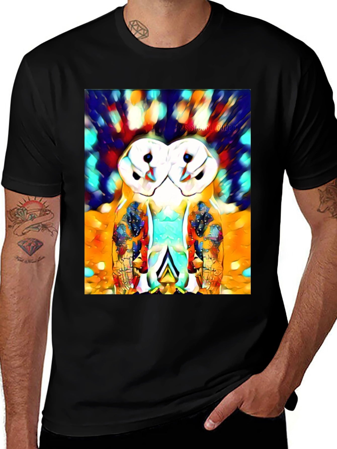 Abstract Owl Print T-Shirt