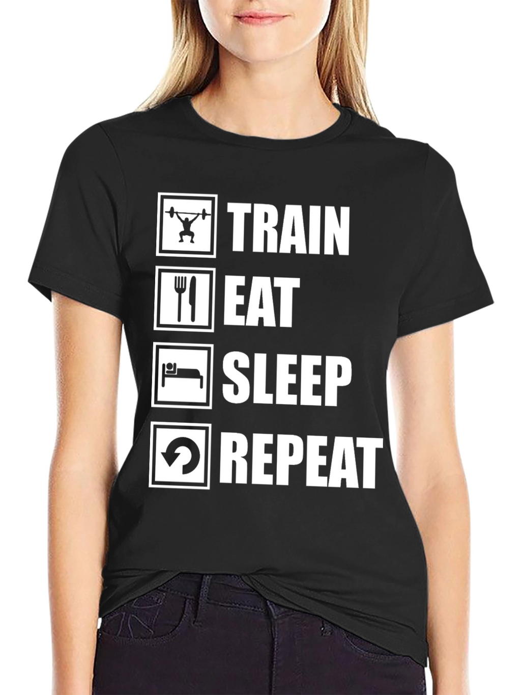 Train Eat Sleep Repeat Black T-Shirt