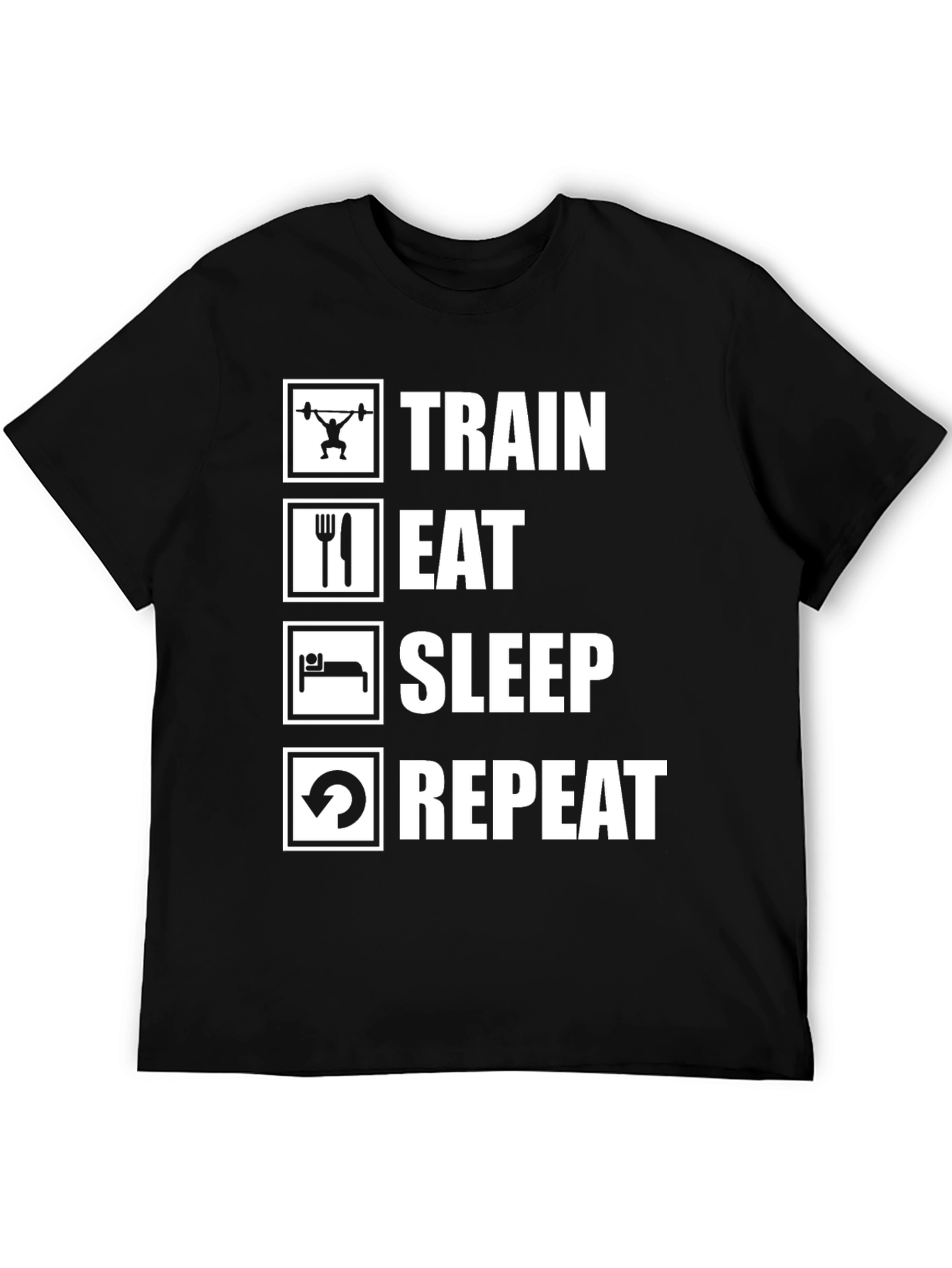 Train Eat Sleep Repeat Black T-Shirt