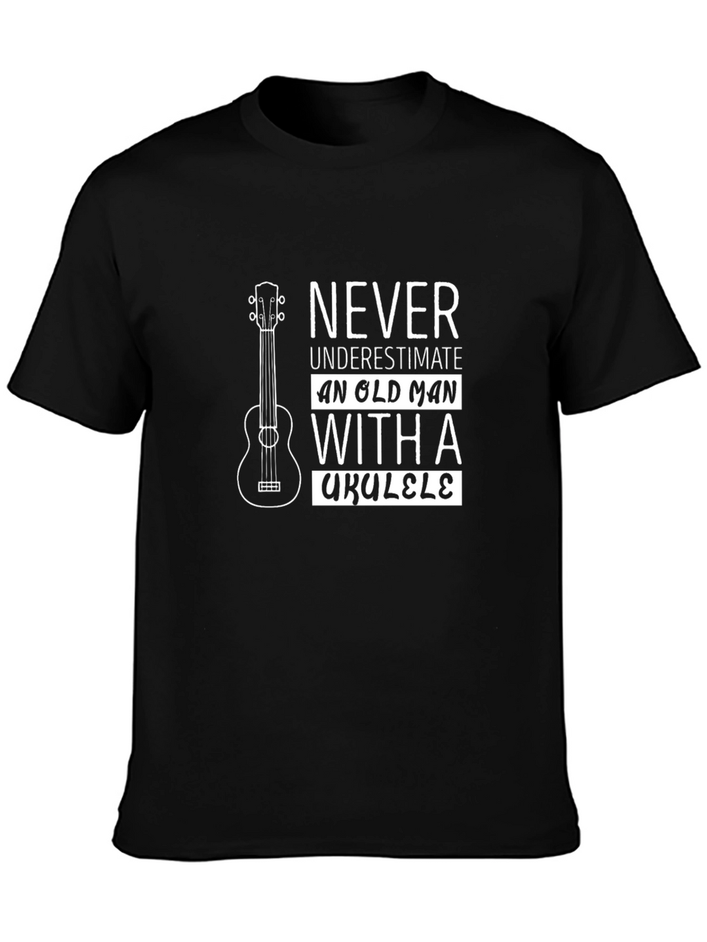 Old Man Ukulele Graphic T-Shirt