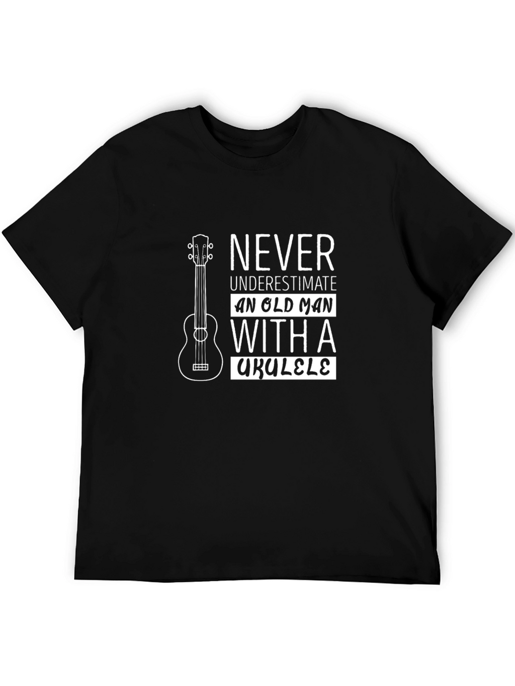 Old Man Ukulele Graphic T-Shirt