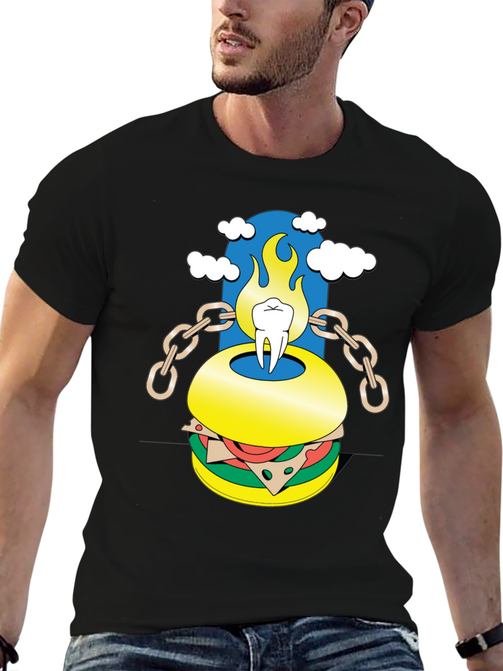 Burger Tooth Graphic Tee - Unique Design!