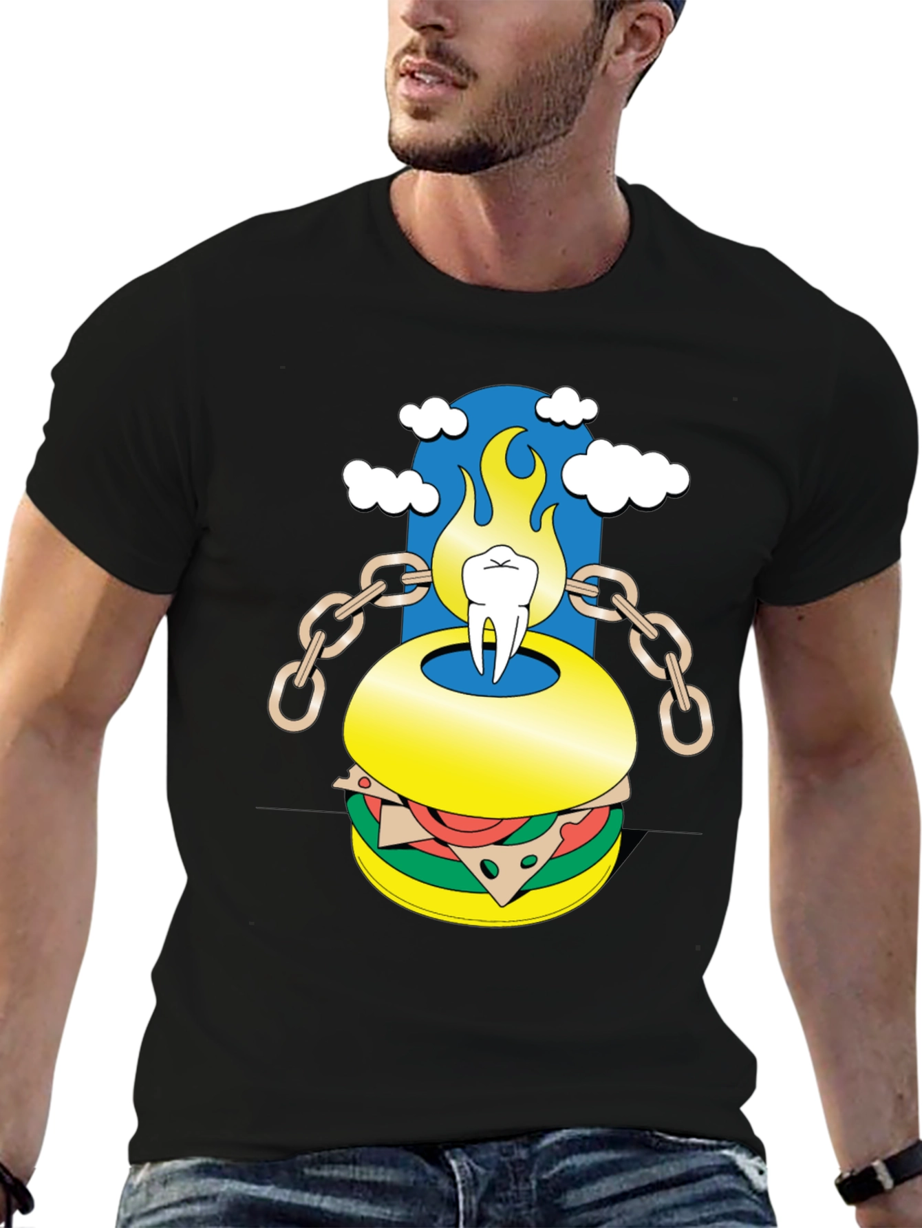 Burger Tooth Graphic Tee - Unique Design!
