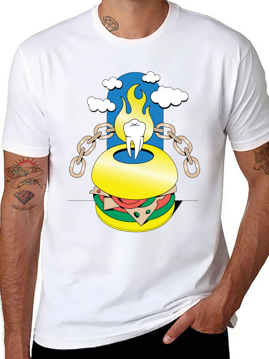 Burger Tooth Graphic Tee - Unique Design!
