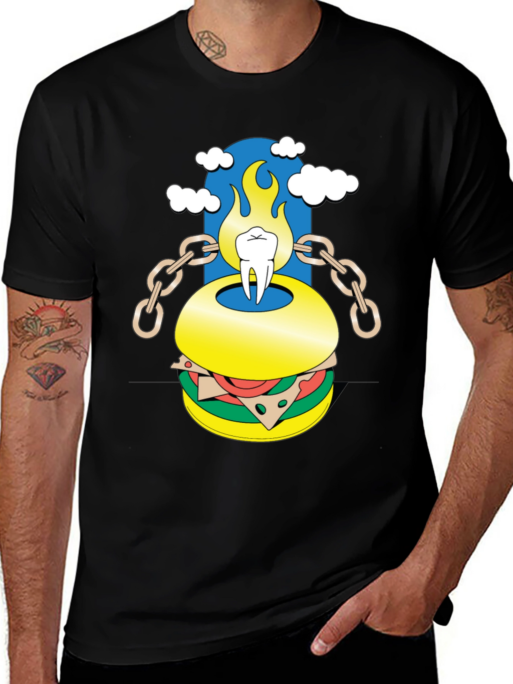 Burger Tooth Graphic Tee - Unique Design!