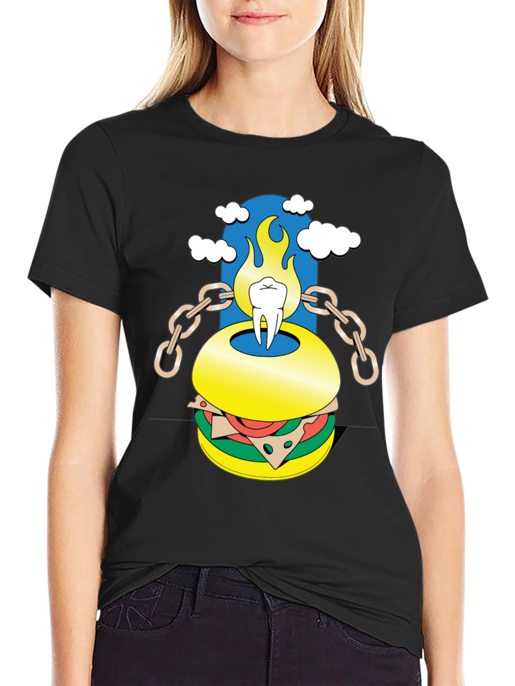 Burger Tooth Graphic Tee - Unique Design!