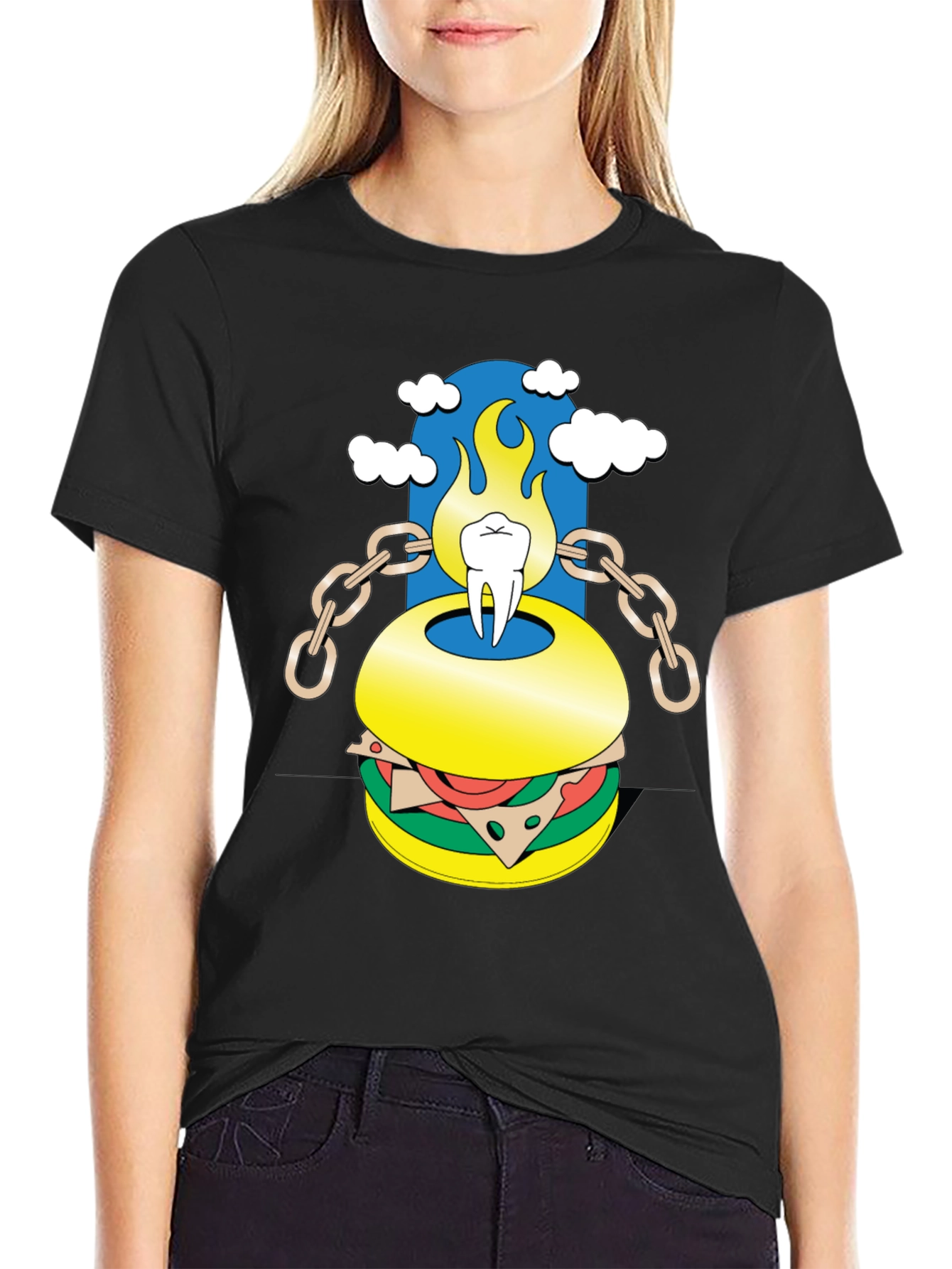 Burger Tooth Graphic Tee - Unique Design!