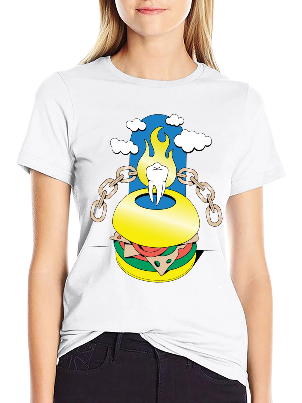 Burger Tooth Graphic Tee - Unique Design!