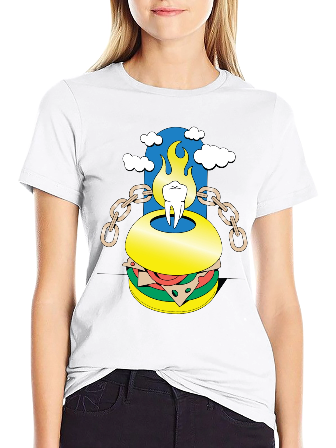 Burger Tooth Graphic Tee - Unique Design!