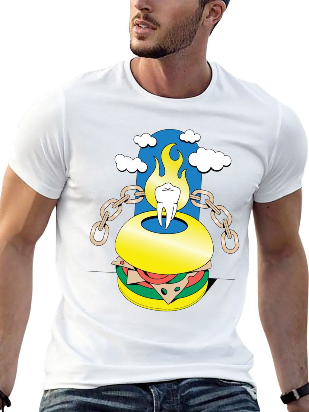 Burger Tooth Graphic Tee - Unique Design!
