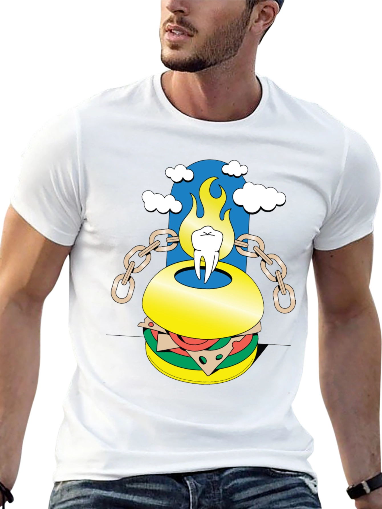 Burger Tooth Graphic Tee - Unique Design!
