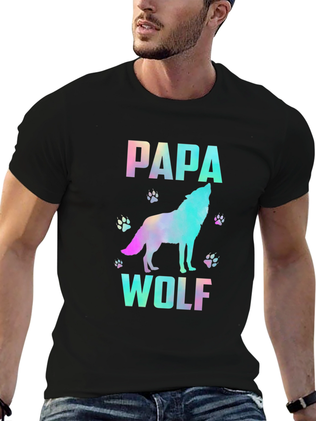 Papa Wolf Graphic T-Shirt - Mens Black Tee