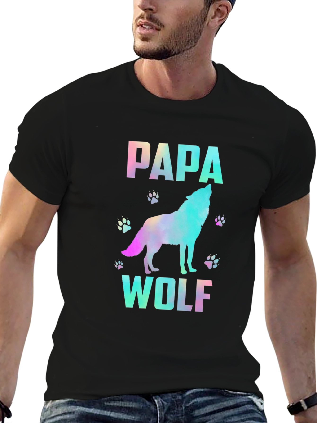 Papa Wolf Graphic T-Shirt - Mens Black Tee