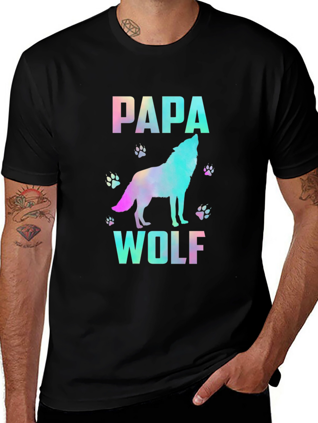 Papa Wolf Graphic T-Shirt - Mens Black Tee