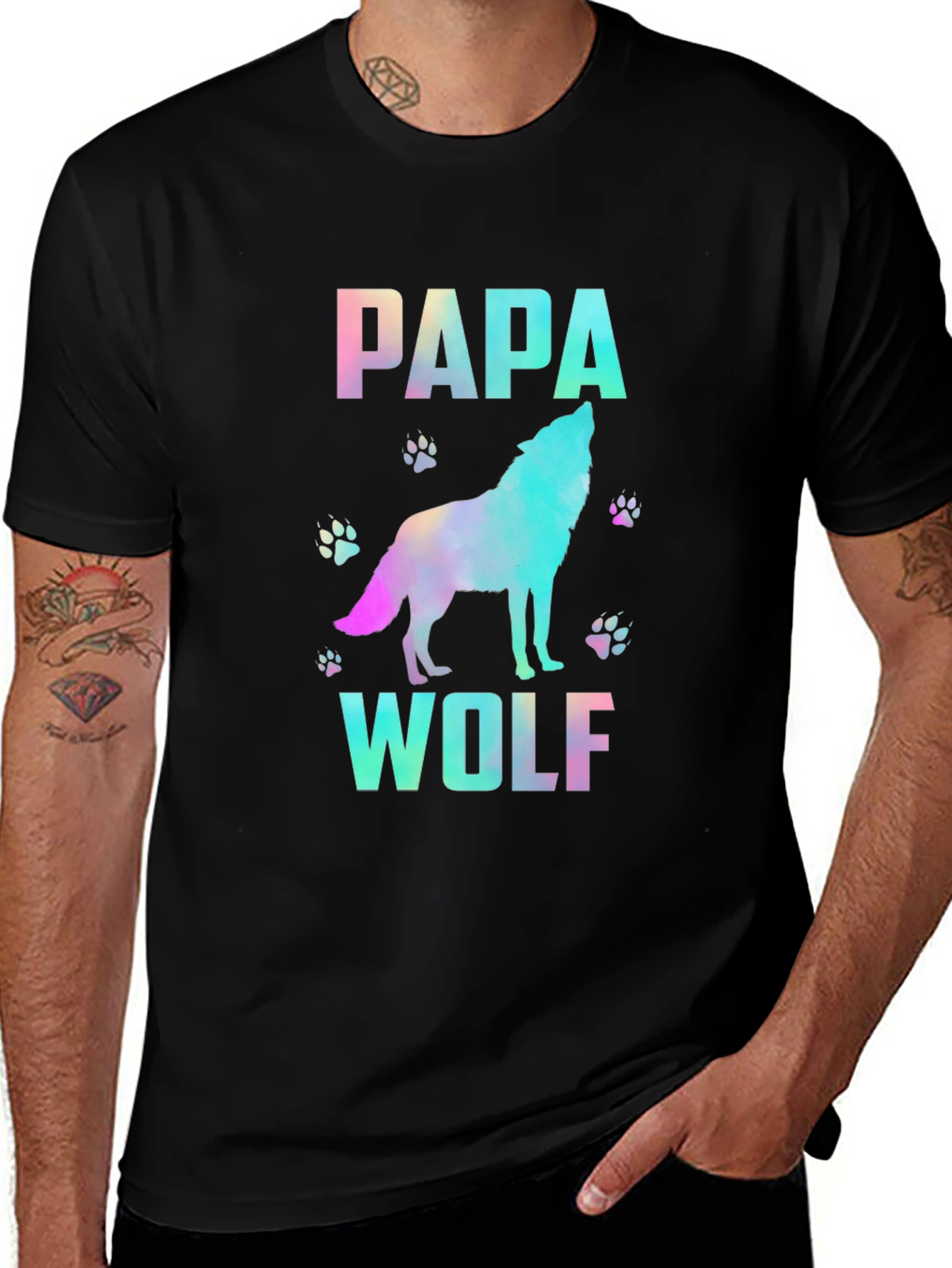 Papa Wolf Graphic T-Shirt - Mens Black Tee