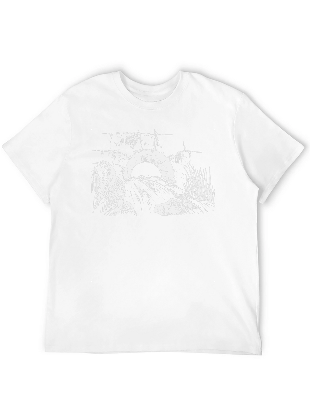 Black Graphic Tee: Abstract Nature Scene